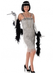 20s Flapper Costume Silver Flapper Dress - Womens 20s Costumes	